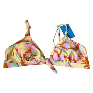 Cupshe Vibrant Bikini Top with Colorful Paisley Accents Hippie 70s Size Large